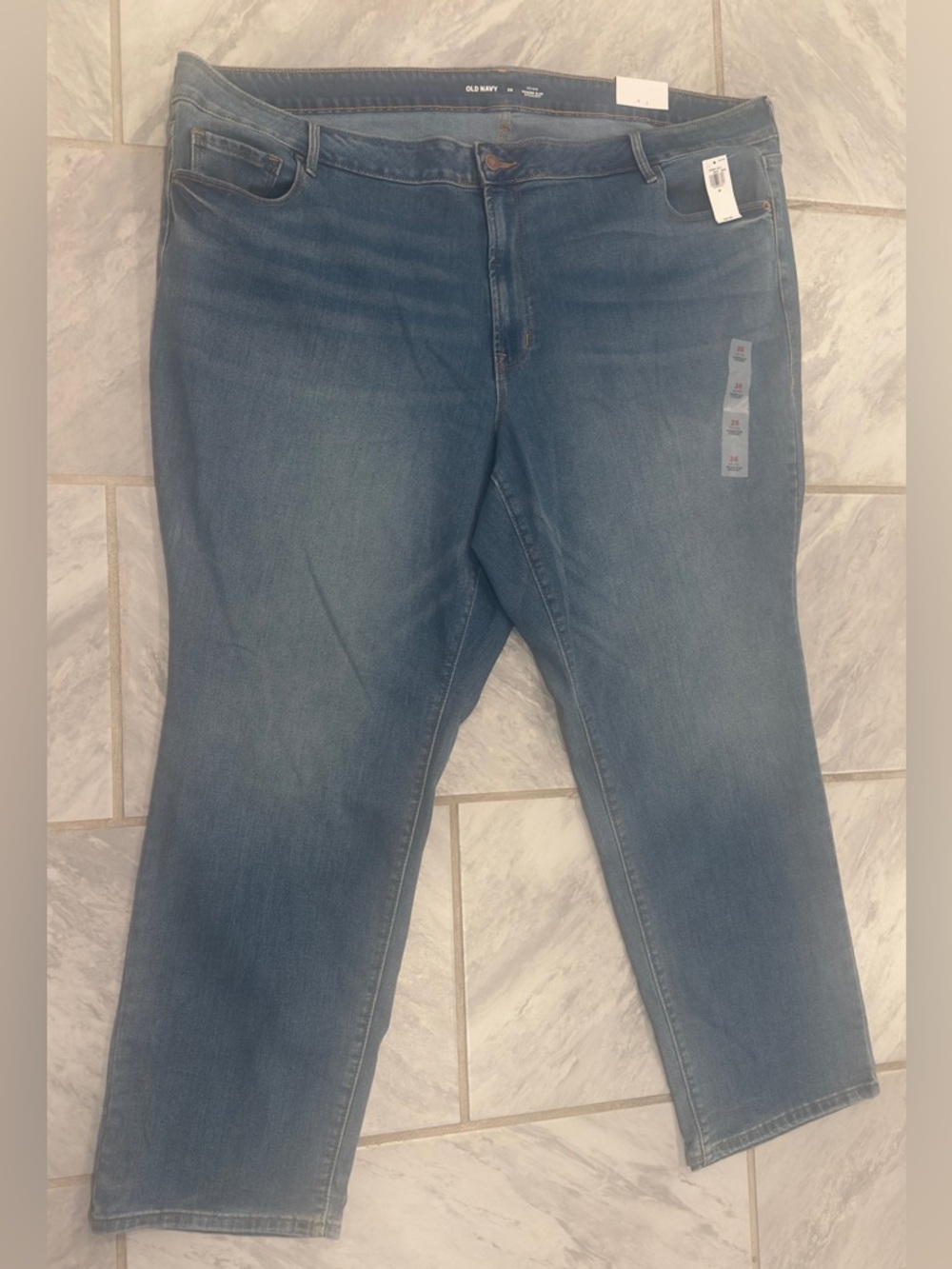 NWT Old Navy Womens Power Slim Straight Blue Jeans Size 26 Mid Rise